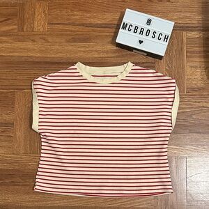 Striped Red and Cream Oversized Women's Top Size S
